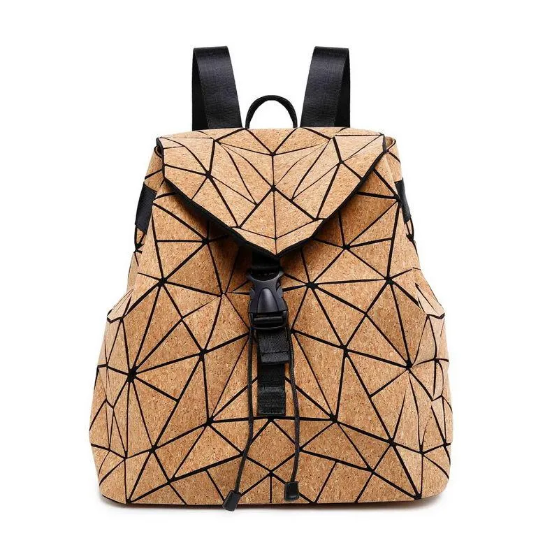 Street Fashion Style Geometric Diamond Cork School Bags For Teenage Girls