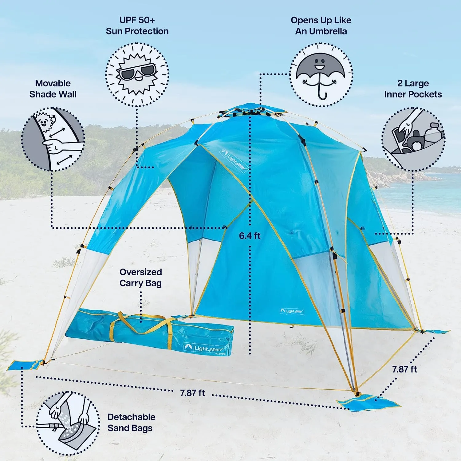 Tall Canopy with Shade Wall, Beach Tent