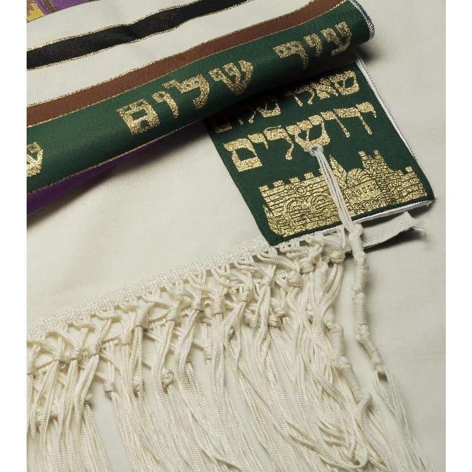 Tallit Set Aviv Jerusalem City Of Peace In Earth tones