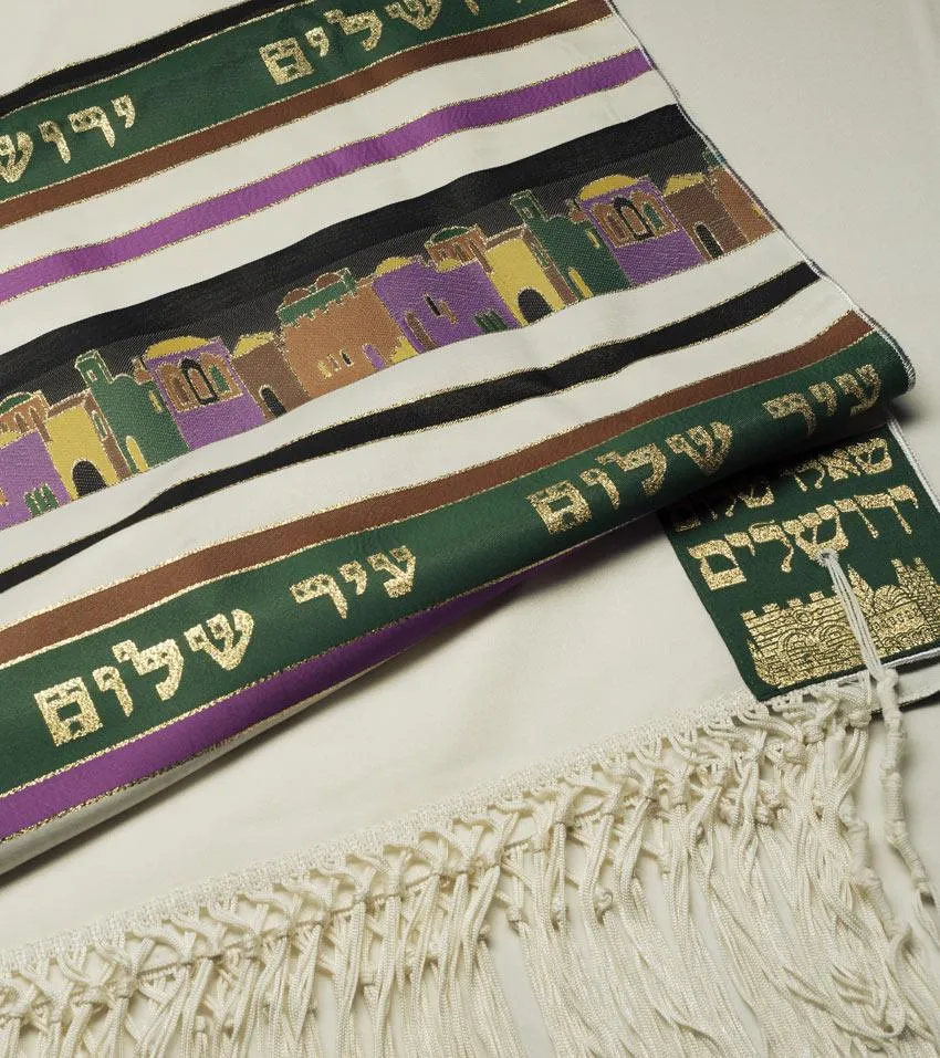 Tallit Set Aviv Jerusalem City Of Peace In Earth tones