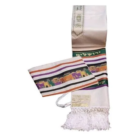 Tallit Set Aviv Jerusalem City Of Peace In Earth tones