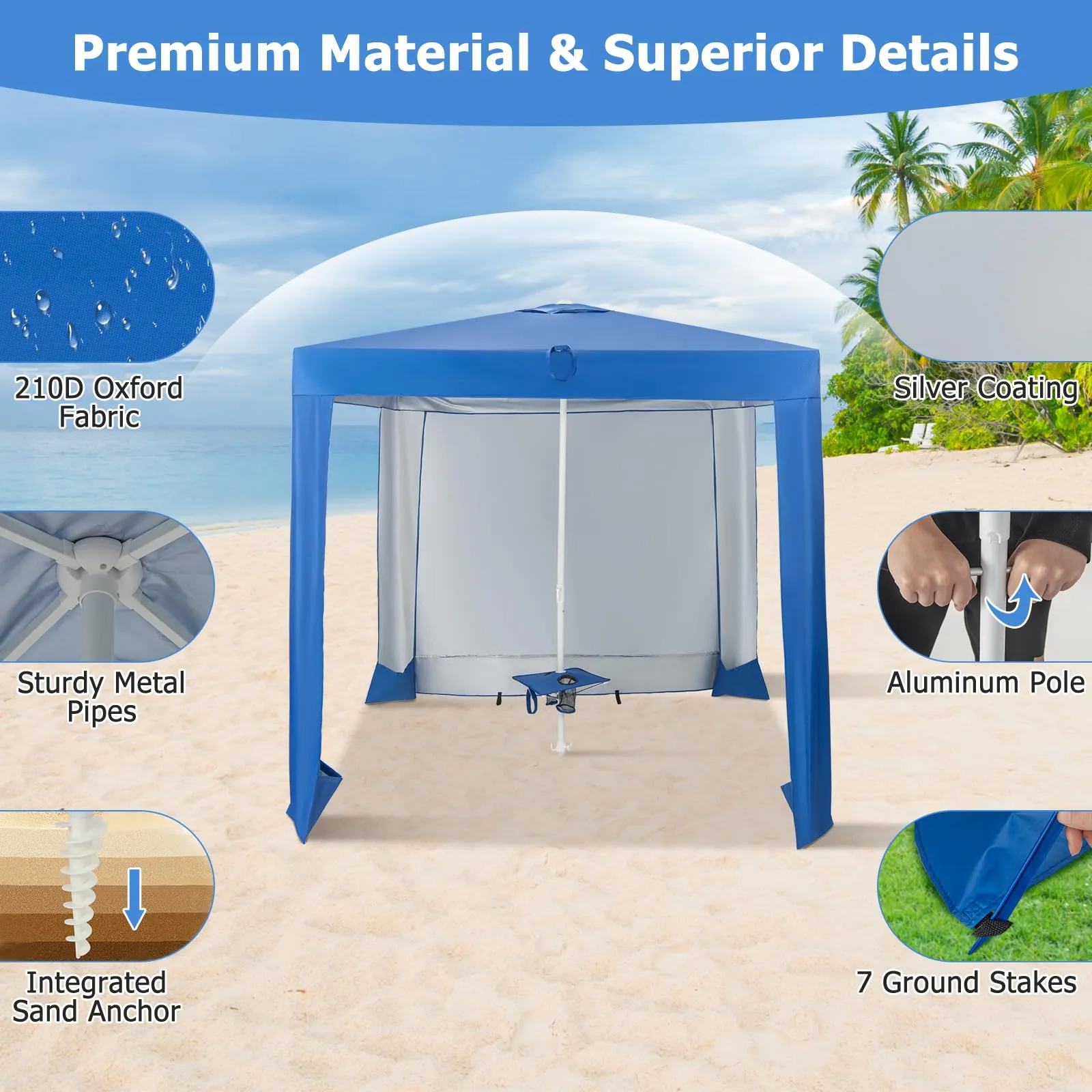 Tangkula 6.6x6.6 Ft Beach Cabana