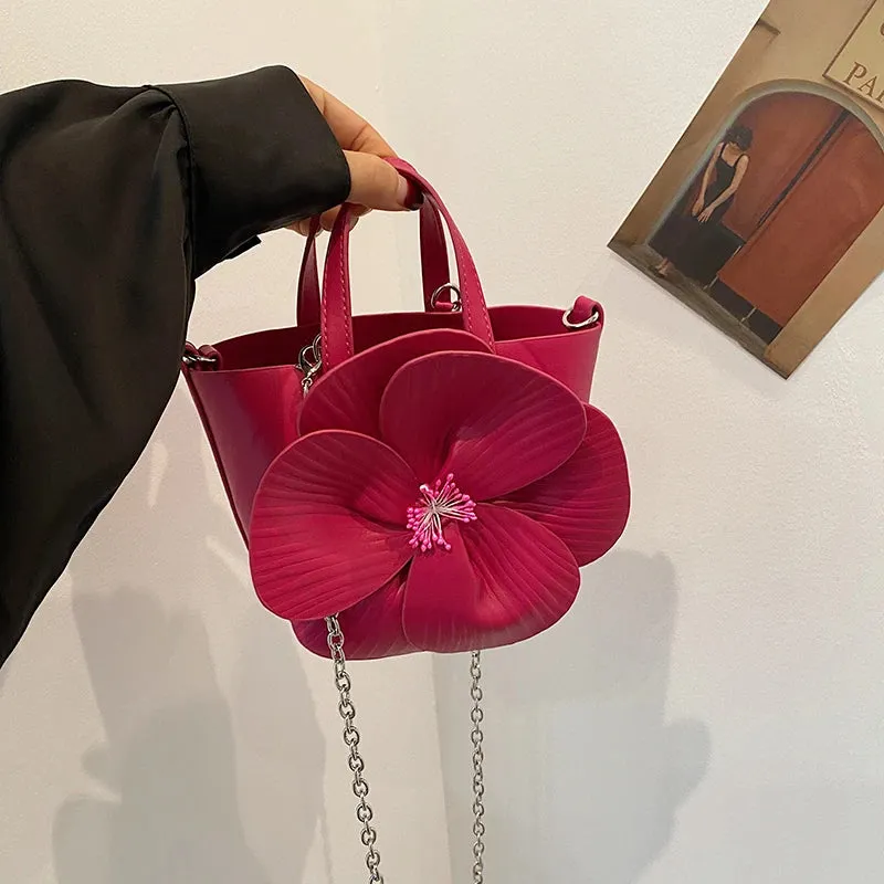 TAVIMART  -  2 Set Bucket Tote Bag For Women Designer Big Flower Evening Bag Elegant Lady Basket Clutch Bag 10 Colors Floral Crossbody Bags