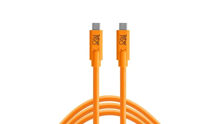 Tether Tools - Starter Tethering Kit with USB-C to USB-C 15' (4.6m) Straight to Straight, High Visibility Orange, TetherGuard Camera Support, TechManager Bag