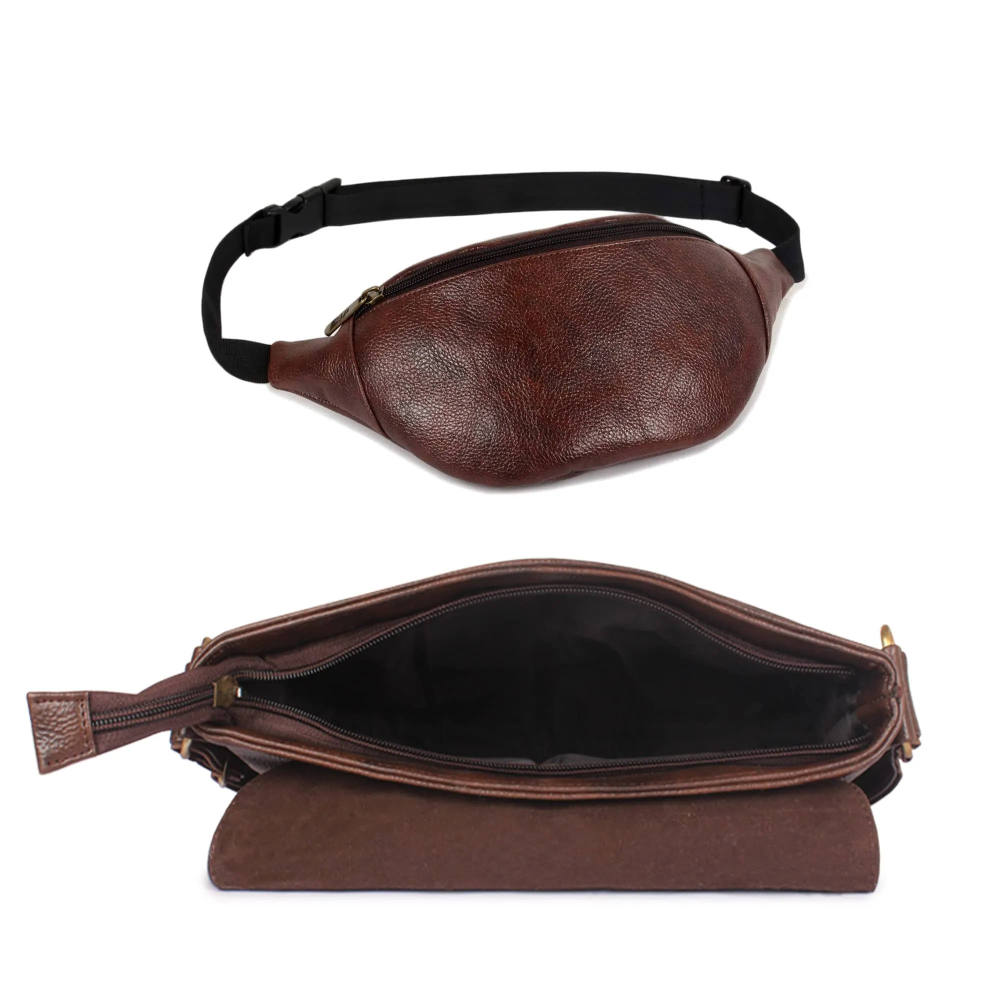 The Clownfish Combo of Apollo Faux Leather 23 cms Sling Bag (Chocolate) &The Clownfish Annex Faux Leather Waist Bag (Copper Brown)