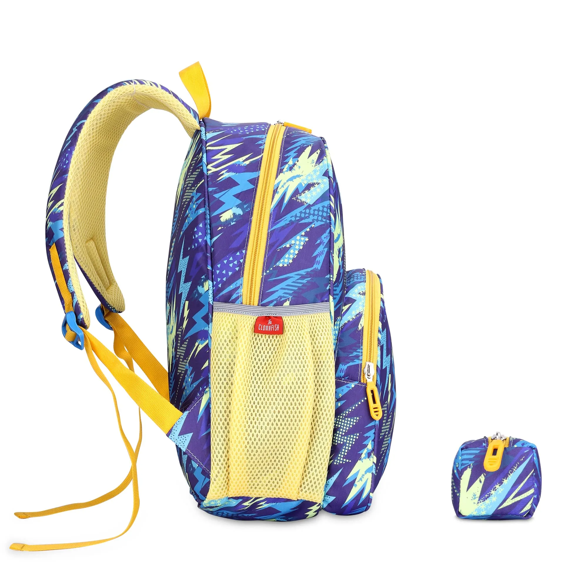 THE CLOWNFISH Cosmic Critters Series Printed Polyester 15 Litres Kids Backpack School Bag with Free Pencil Staionery Pouch Daypack Picnic Bag for Tiny Tots Of Age 5-7 Years (Blue - Helicopter)