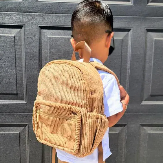 The Play Date Mini Corduroy Backpack- Camel