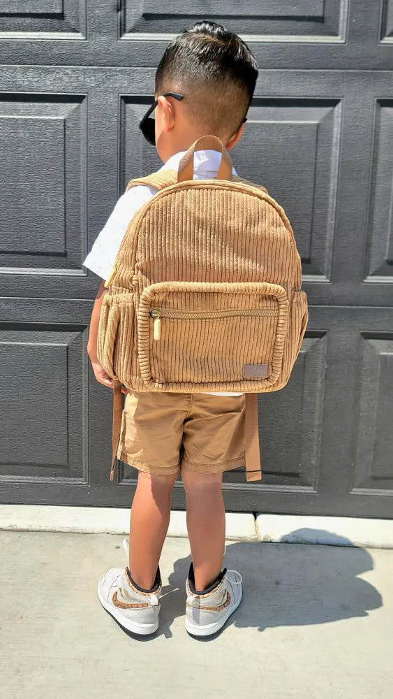 The Play Date Mini Corduroy Backpack- Camel