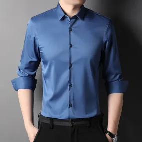 Top Grade Fashion Brand Solid Color Luxury Designer Shirts Men Slim Fit Shirt Long Sleeve Classic Casual Mens Clothing