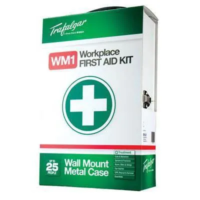 Trafalgar Workplace First Aid Kit Metal Case Wall Mount