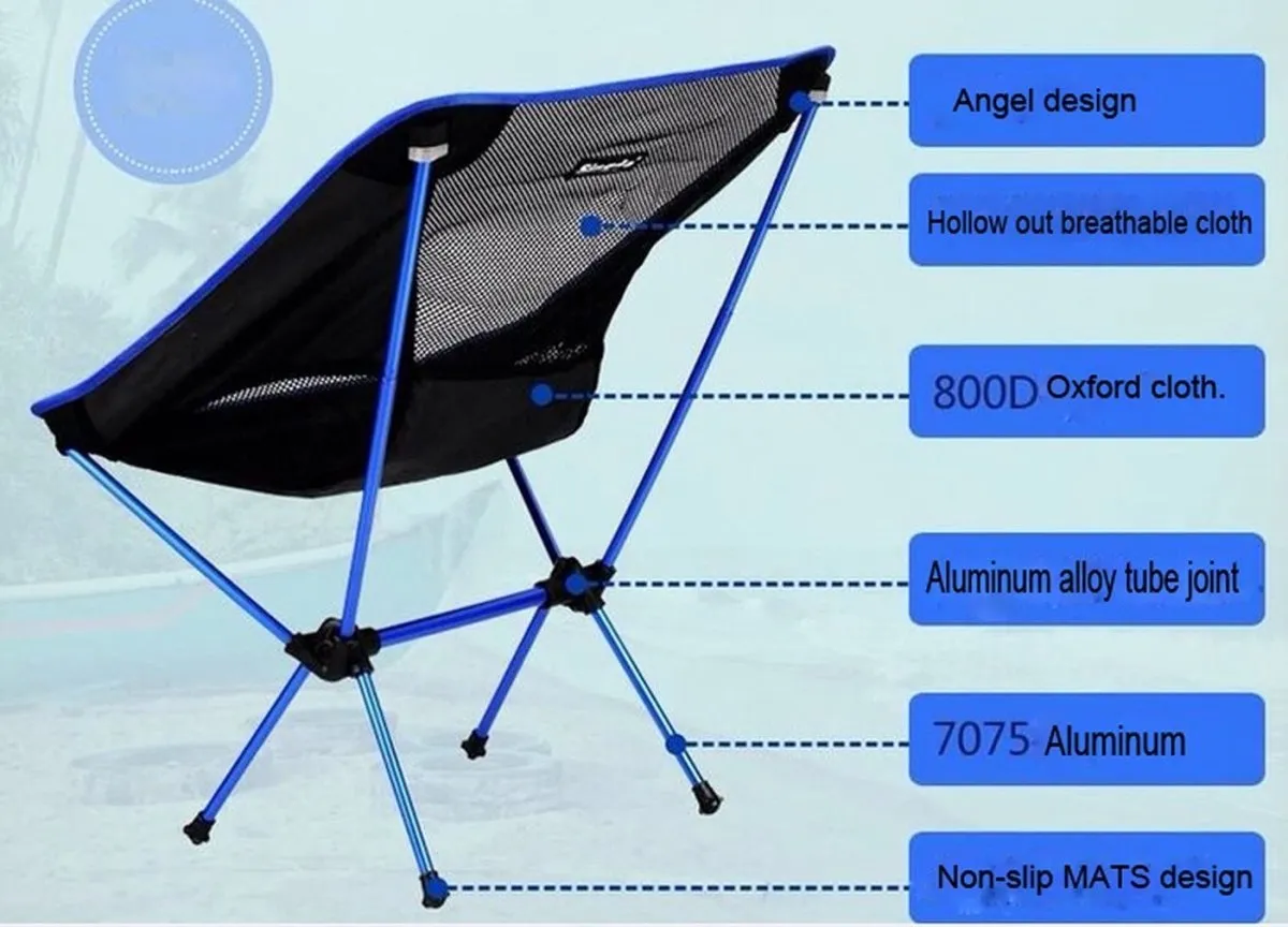 Ultralight Aluminum Alloy Folding Camping Camp Chair Outdoor Hiking Black