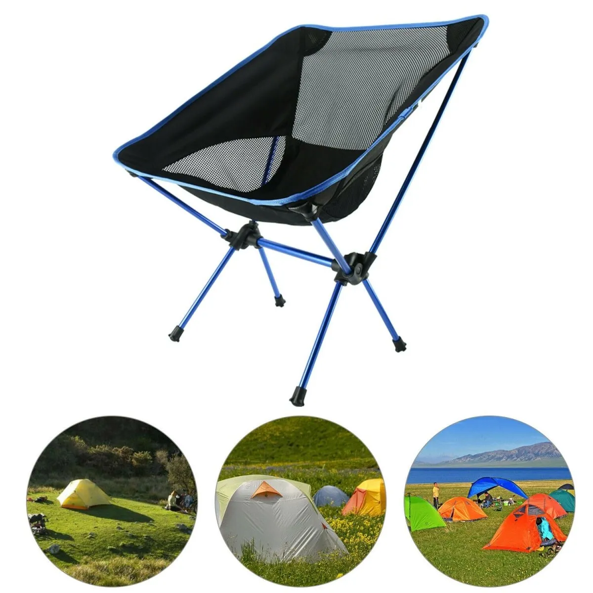 Ultralight Aluminum Alloy Folding Camping Camp Chair Outdoor Hiking Black