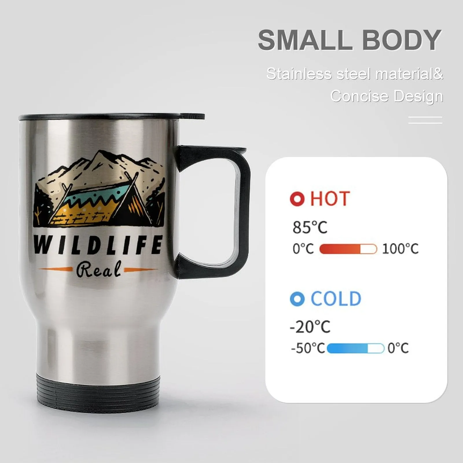 USA Free Shipping Personalized Text Camping 440ml Stainless Steel Silver Travel Coffee Mug Camping Mug