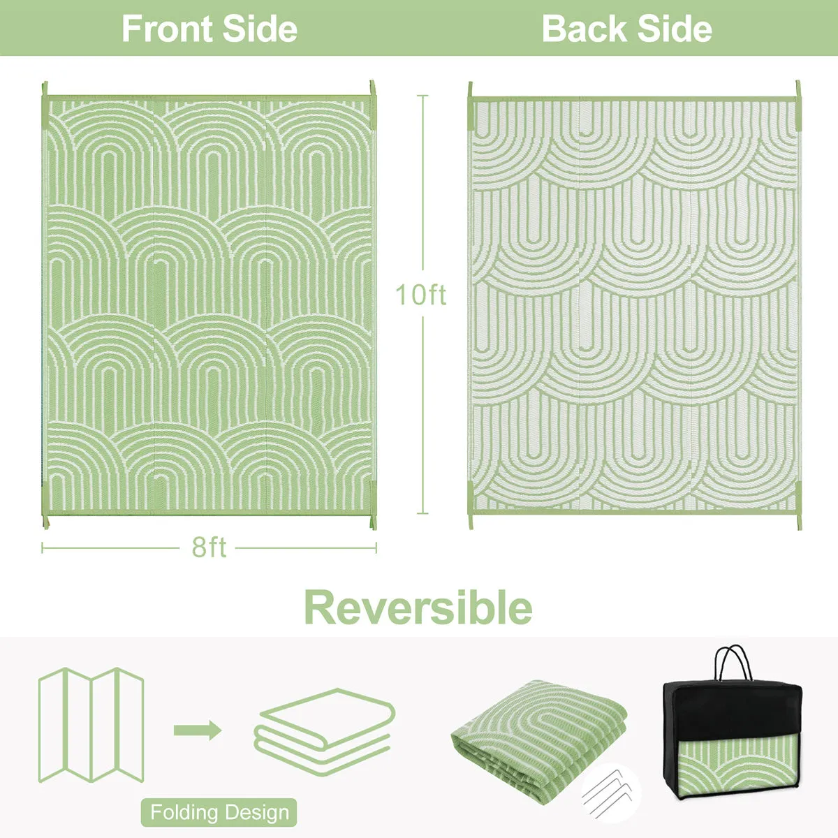 Verrill Outdoor Plastic Straw Rug Green Reversible Rv Outdoor Rug