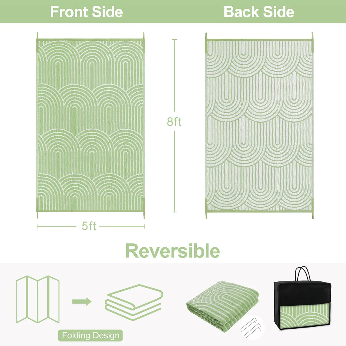 Verrill Outdoor Plastic Straw Rug Green Reversible Rv Outdoor Rug