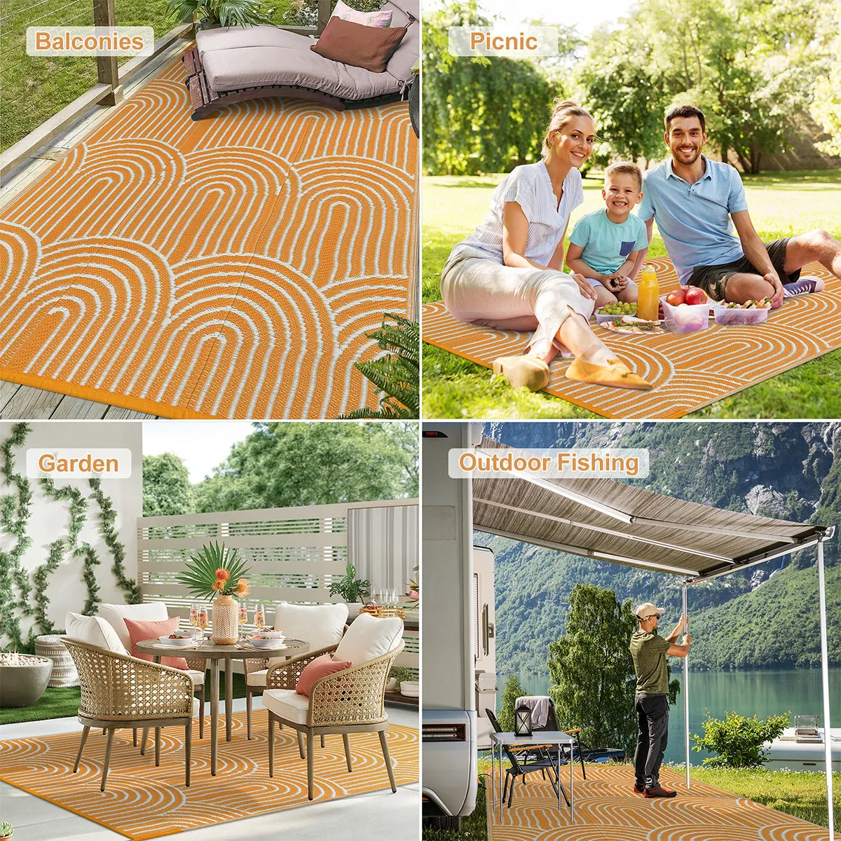 Verrill Outdoor Plastic Straw Rug Orange Reversible Rv Outdoor Rug