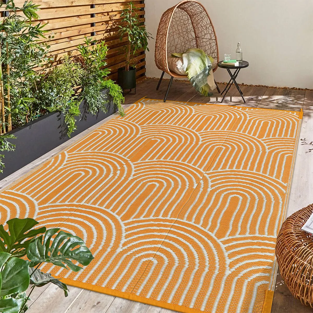 Verrill Outdoor Plastic Straw Rug Orange Reversible Rv Outdoor Rug