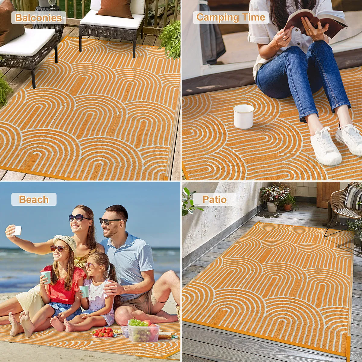 Verrill Outdoor Plastic Straw Rug Orange Reversible Rv Outdoor Rug