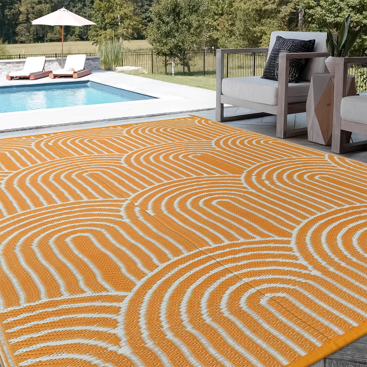 Verrill Outdoor Plastic Straw Rug Orange Reversible Rv Outdoor Rug