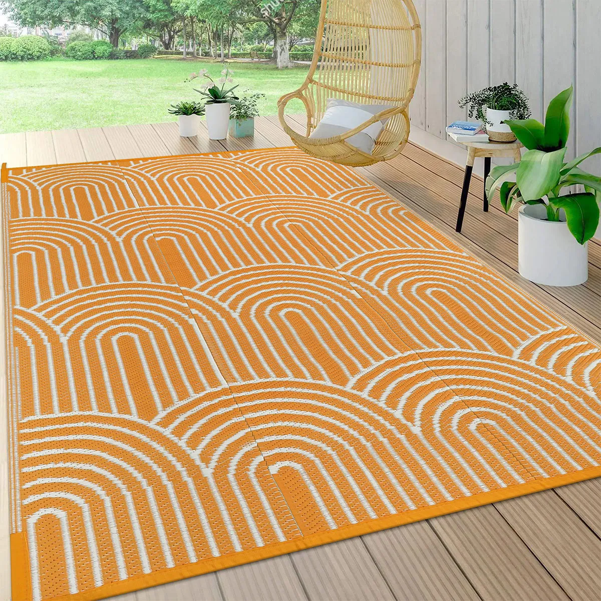 Verrill Outdoor Plastic Straw Rug Orange Reversible Rv Outdoor Rug