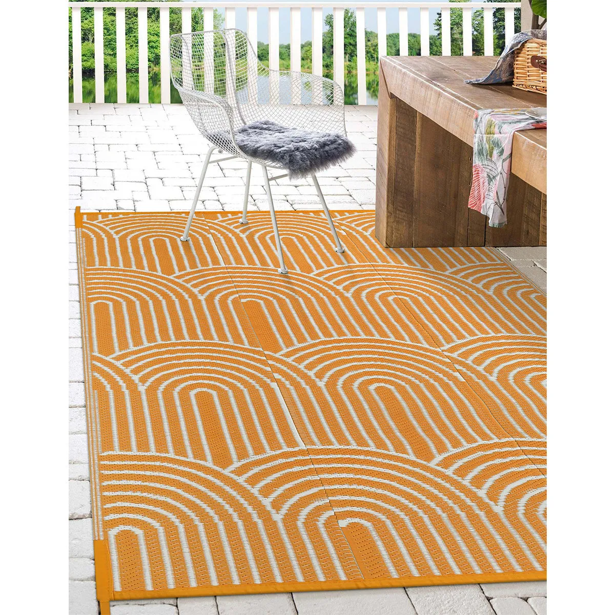 Verrill Outdoor Plastic Straw Rug Orange Reversible Rv Outdoor Rug