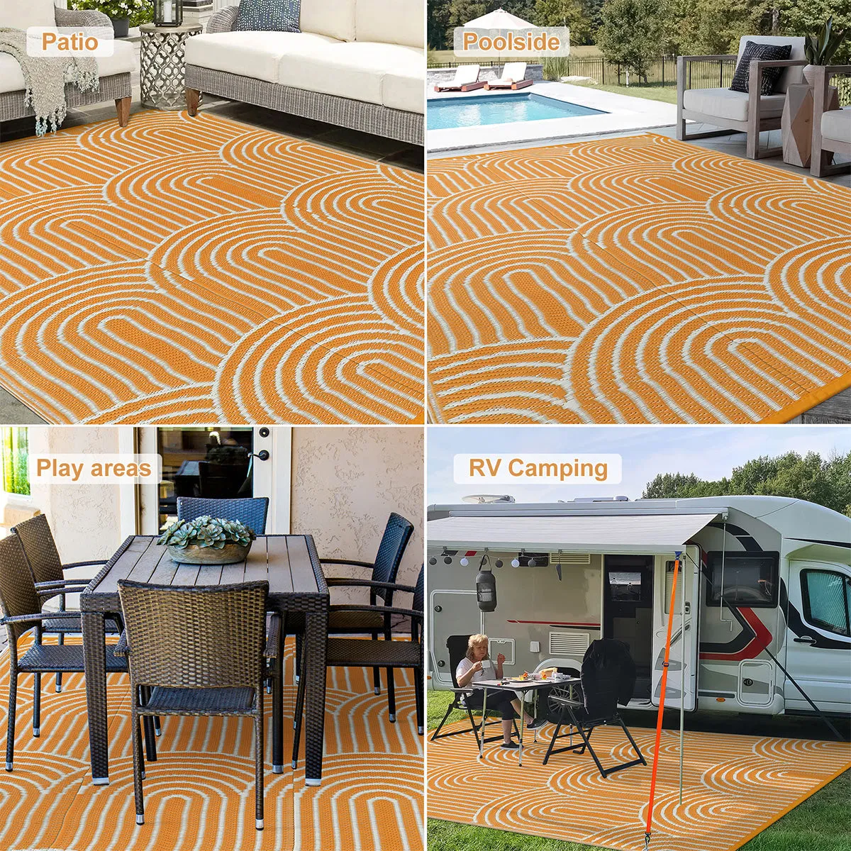 Verrill Outdoor Plastic Straw Rug Orange Reversible Rv Outdoor Rug