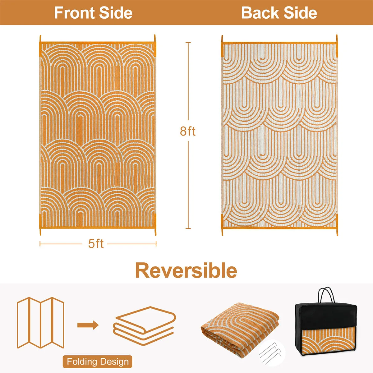 Verrill Outdoor Plastic Straw Rug Orange Reversible Rv Outdoor Rug