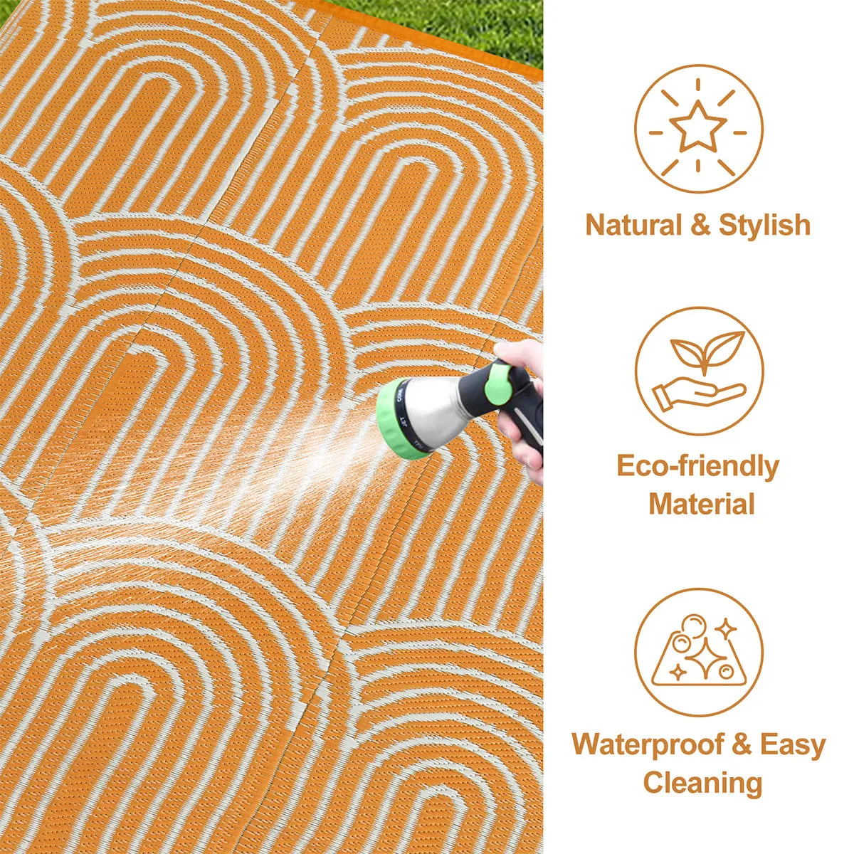 Verrill Outdoor Plastic Straw Rug Orange Reversible Rv Outdoor Rug