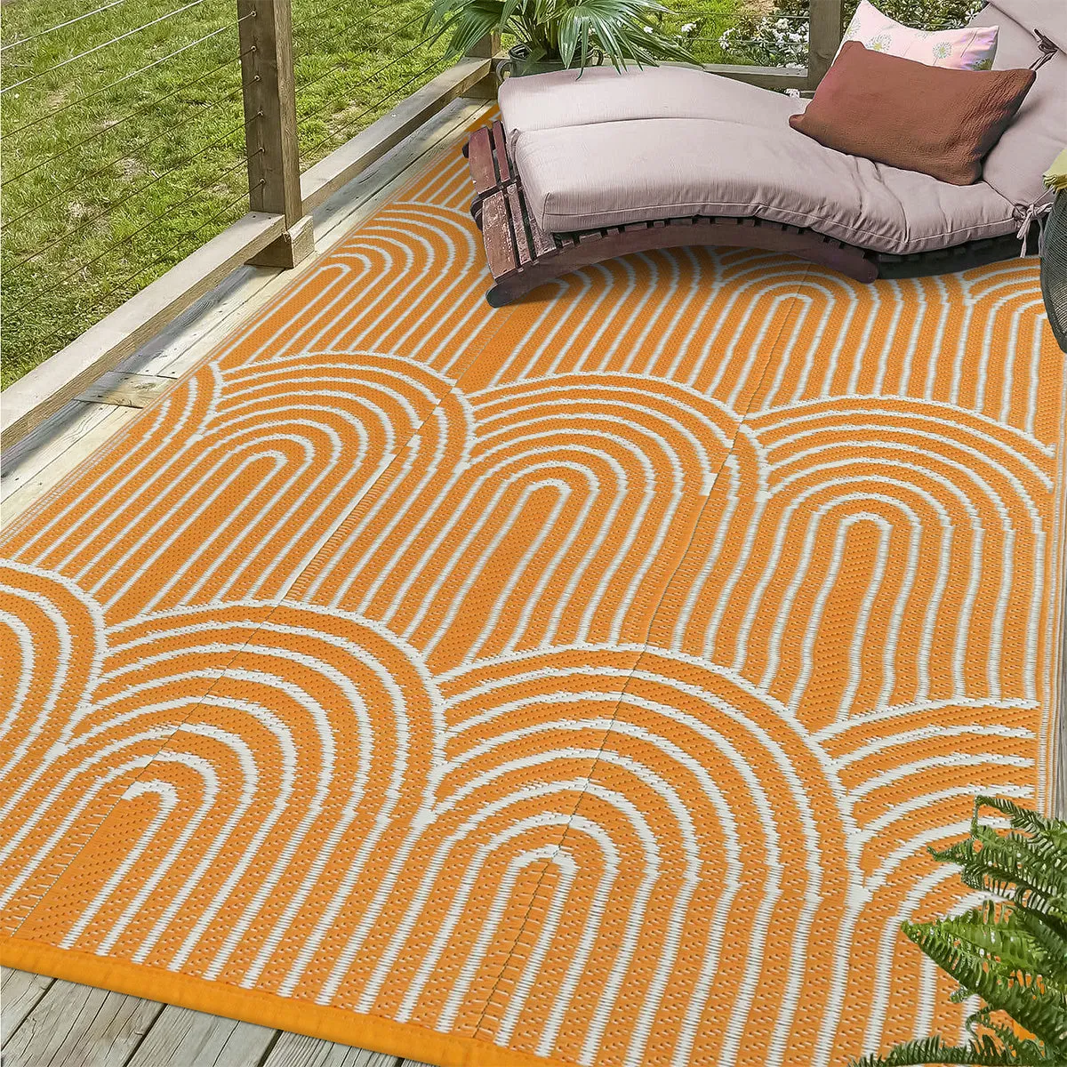 Verrill Outdoor Plastic Straw Rug Orange Reversible Rv Outdoor Rug