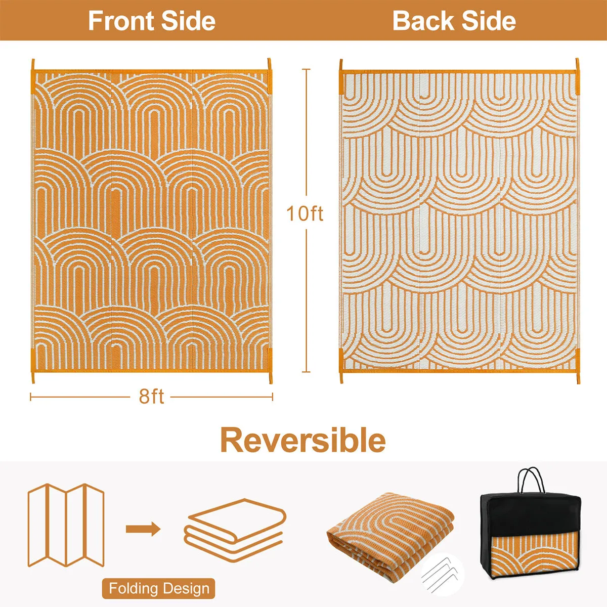 Verrill Outdoor Plastic Straw Rug Orange Reversible Rv Outdoor Rug