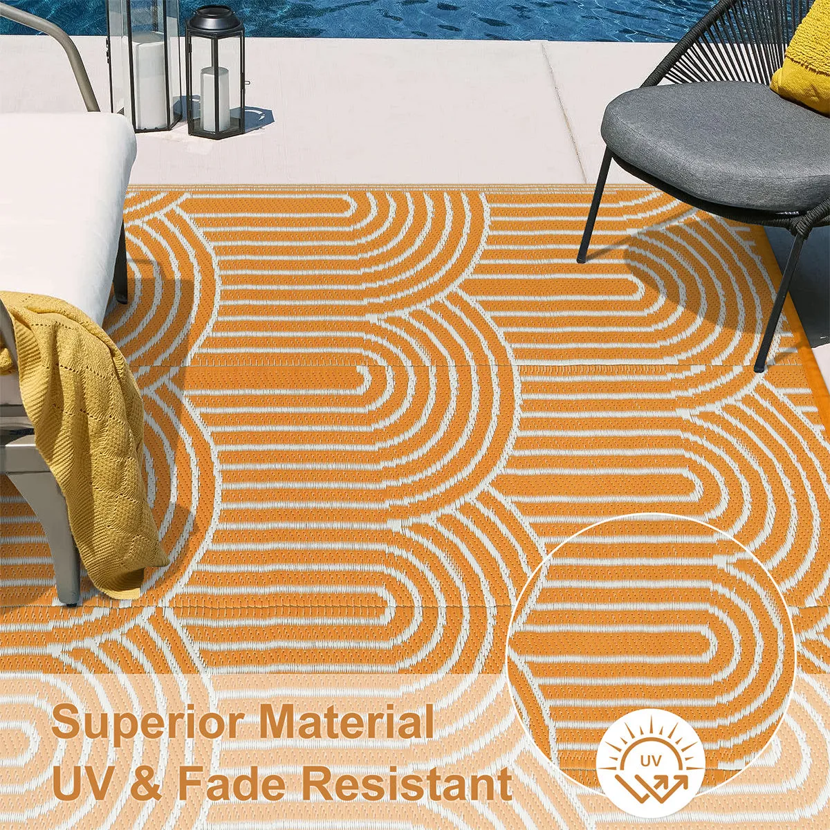 Verrill Outdoor Plastic Straw Rug Orange Reversible Rv Outdoor Rug