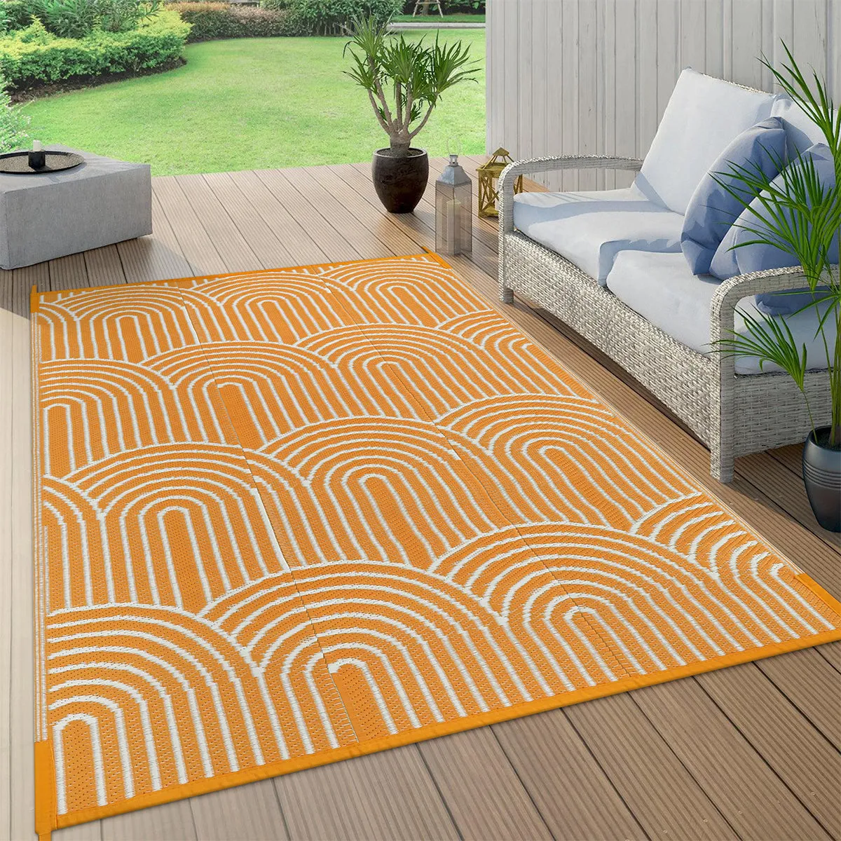 Verrill Outdoor Plastic Straw Rug Orange Reversible Rv Outdoor Rug