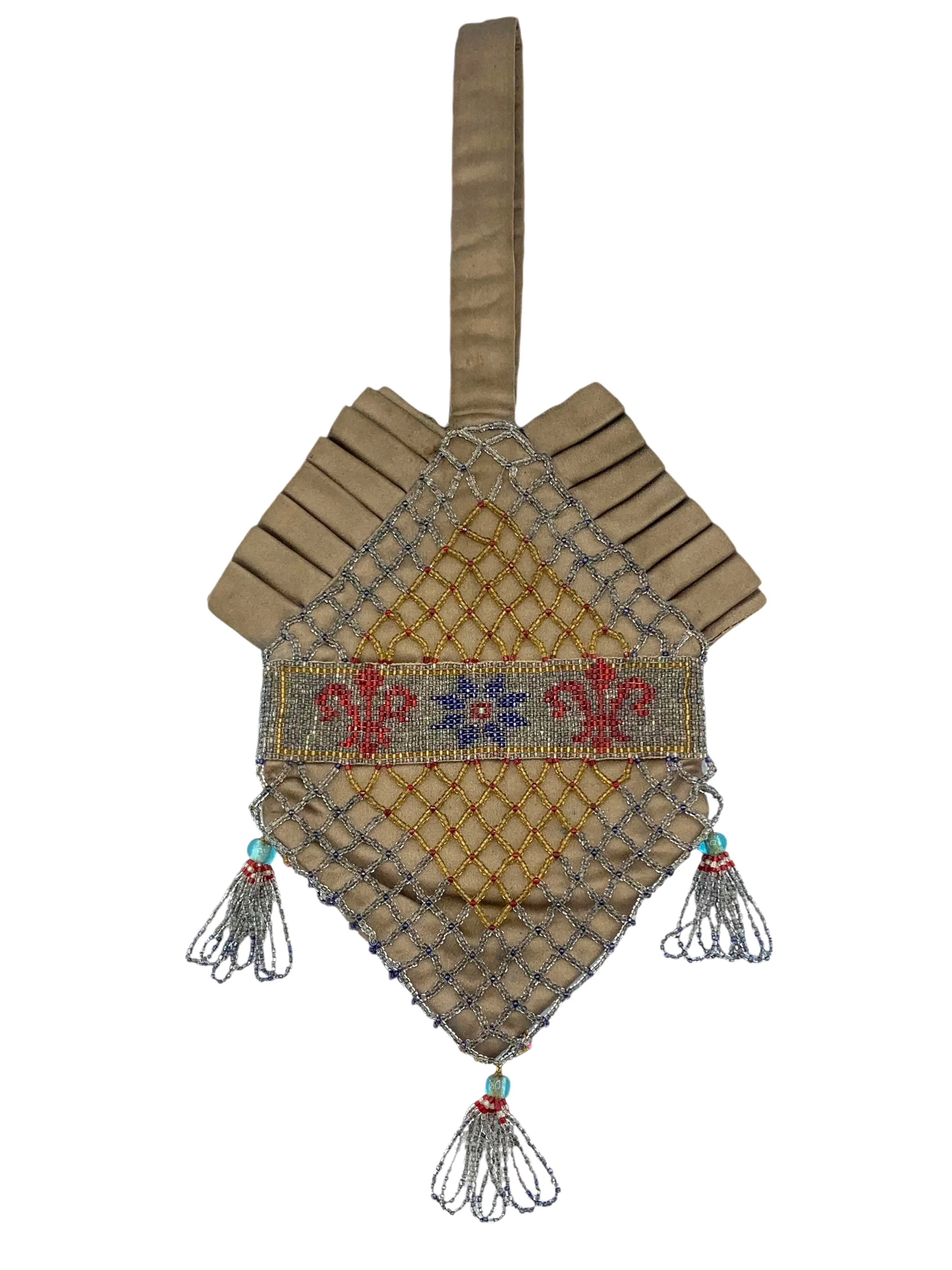 Victorian Beaded Pleated Silk Drop Bag