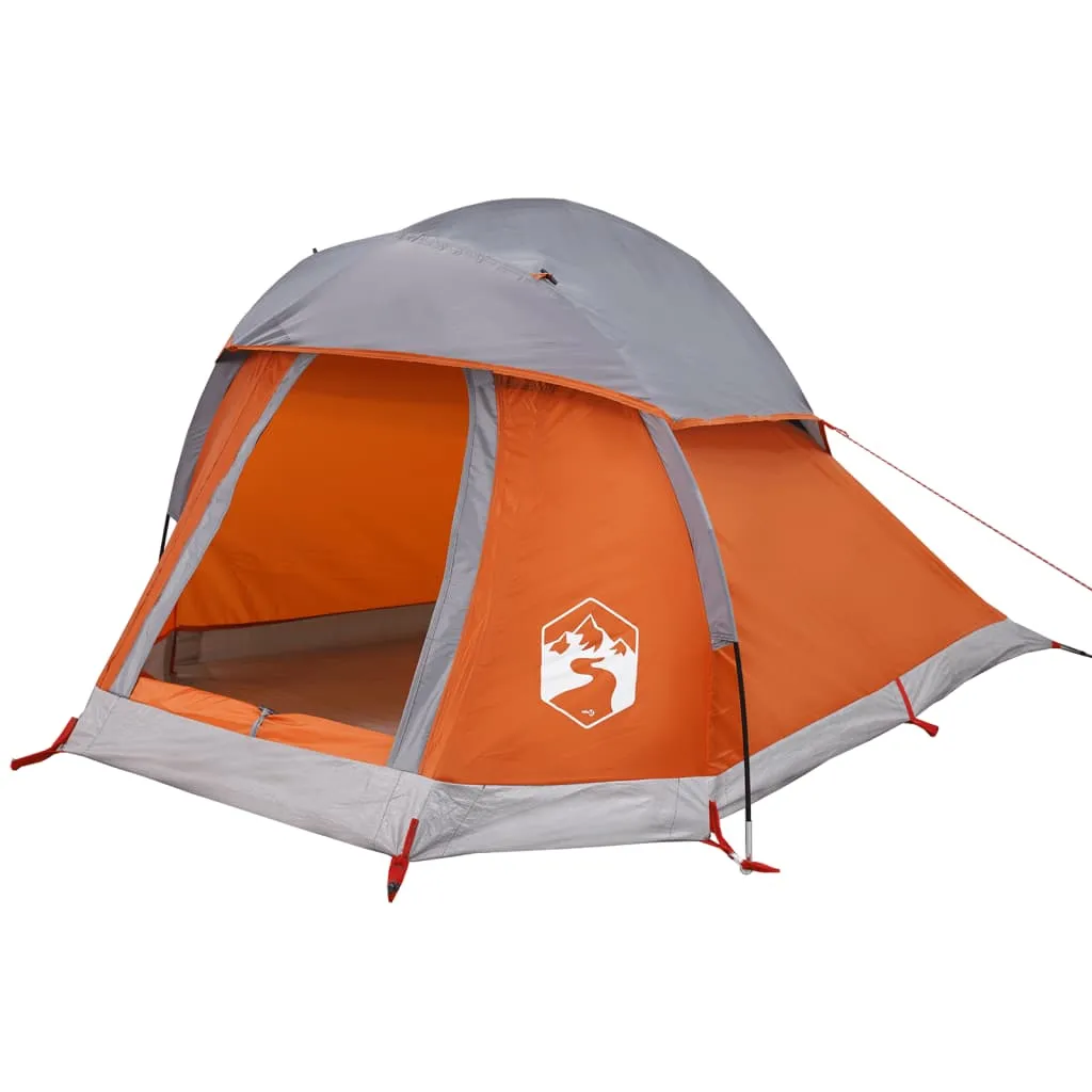 vidaXL Camping Tent Dome 1-Person Grey and Orange Waterproof