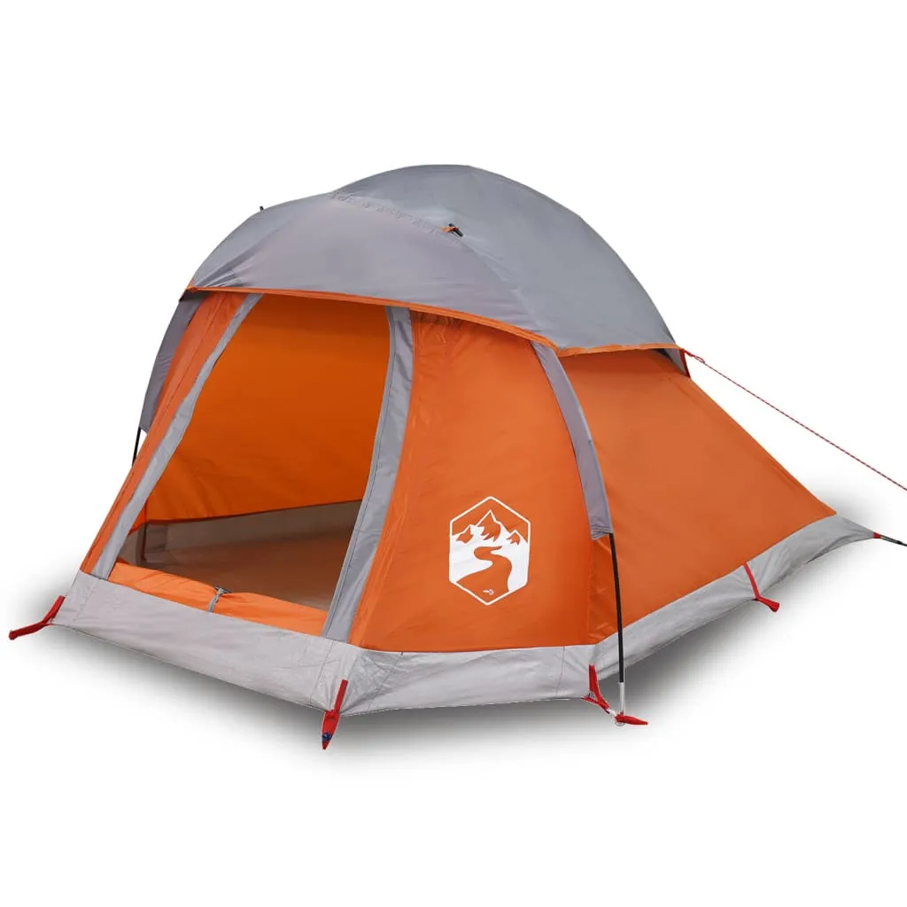 vidaXL Camping Tent Dome 1-Person Grey and Orange Waterproof