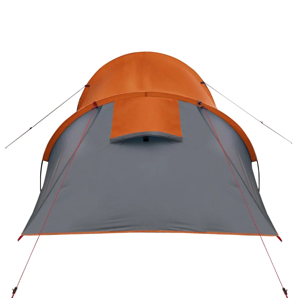 vidaXL Camping Tent Tunnel 3-Person Grey and Orange Waterproof