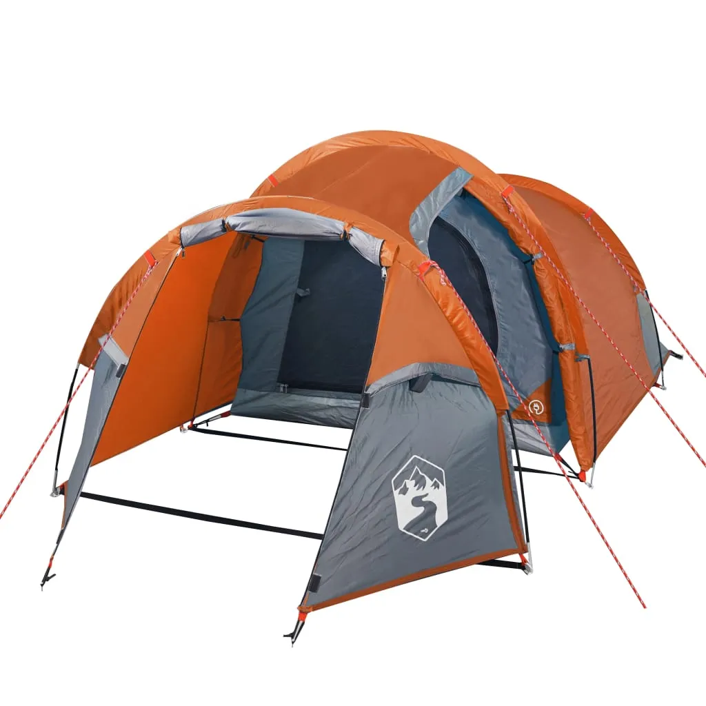 vidaXL Camping Tent Tunnel 3-Person Grey and Orange Waterproof