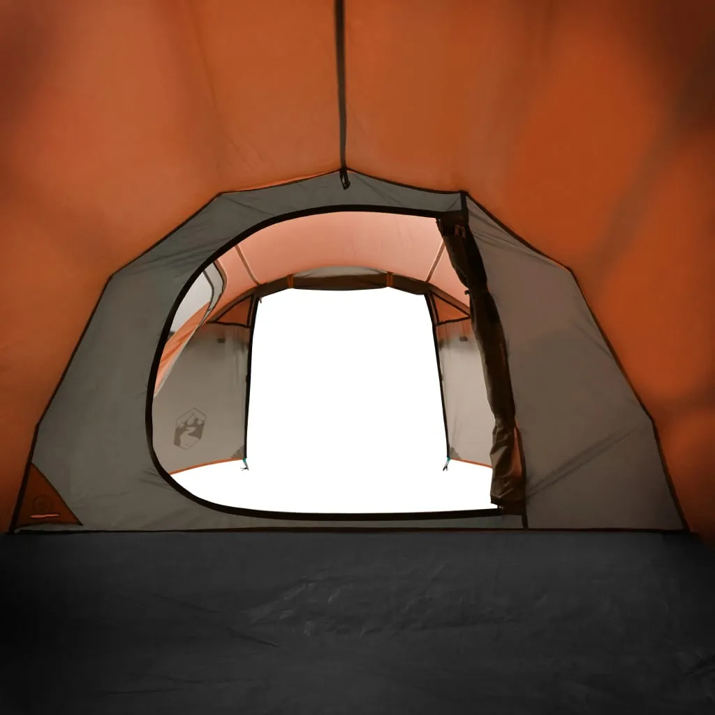 vidaXL Camping Tent Tunnel 3-Person Grey and Orange Waterproof