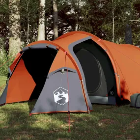 vidaXL Camping Tent Tunnel 3-Person Grey and Orange Waterproof