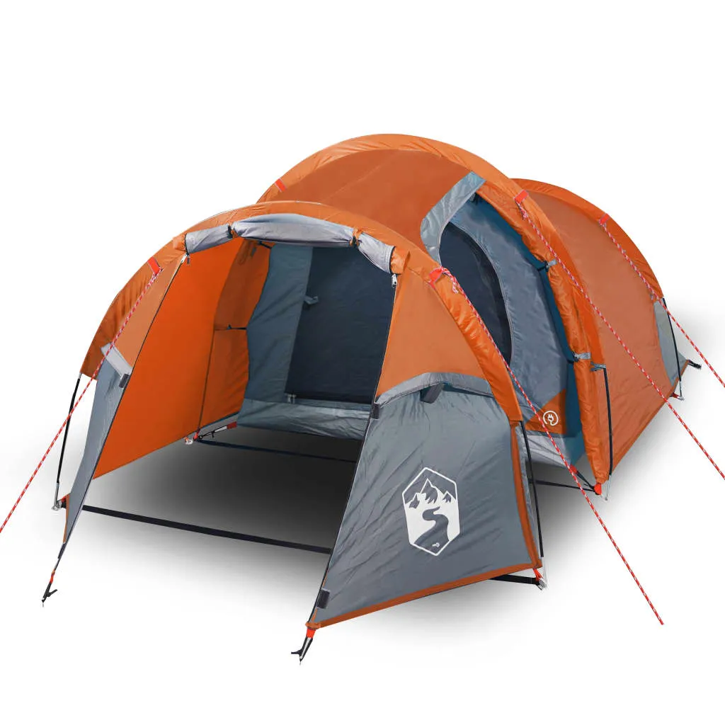 vidaXL Camping Tent Tunnel 3-Person Grey and Orange Waterproof