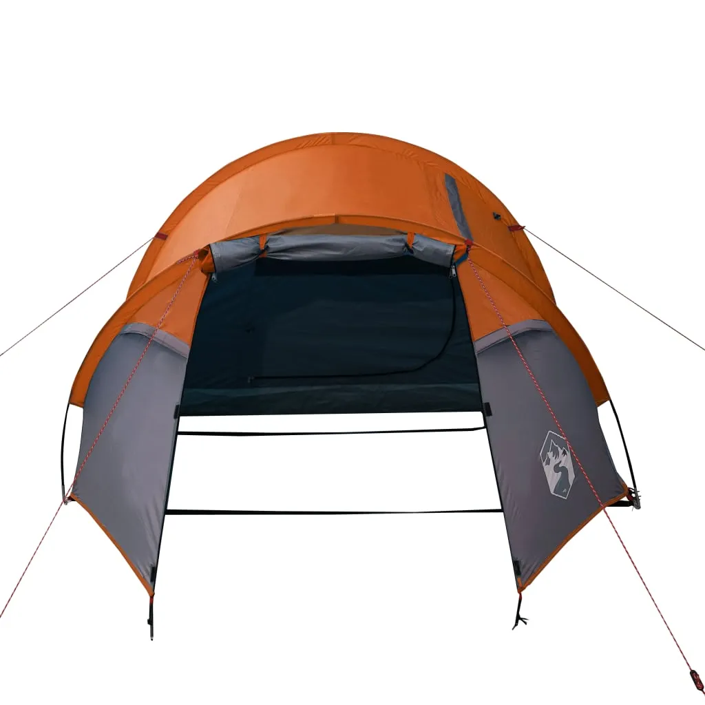 vidaXL Camping Tent Tunnel 3-Person Grey and Orange Waterproof