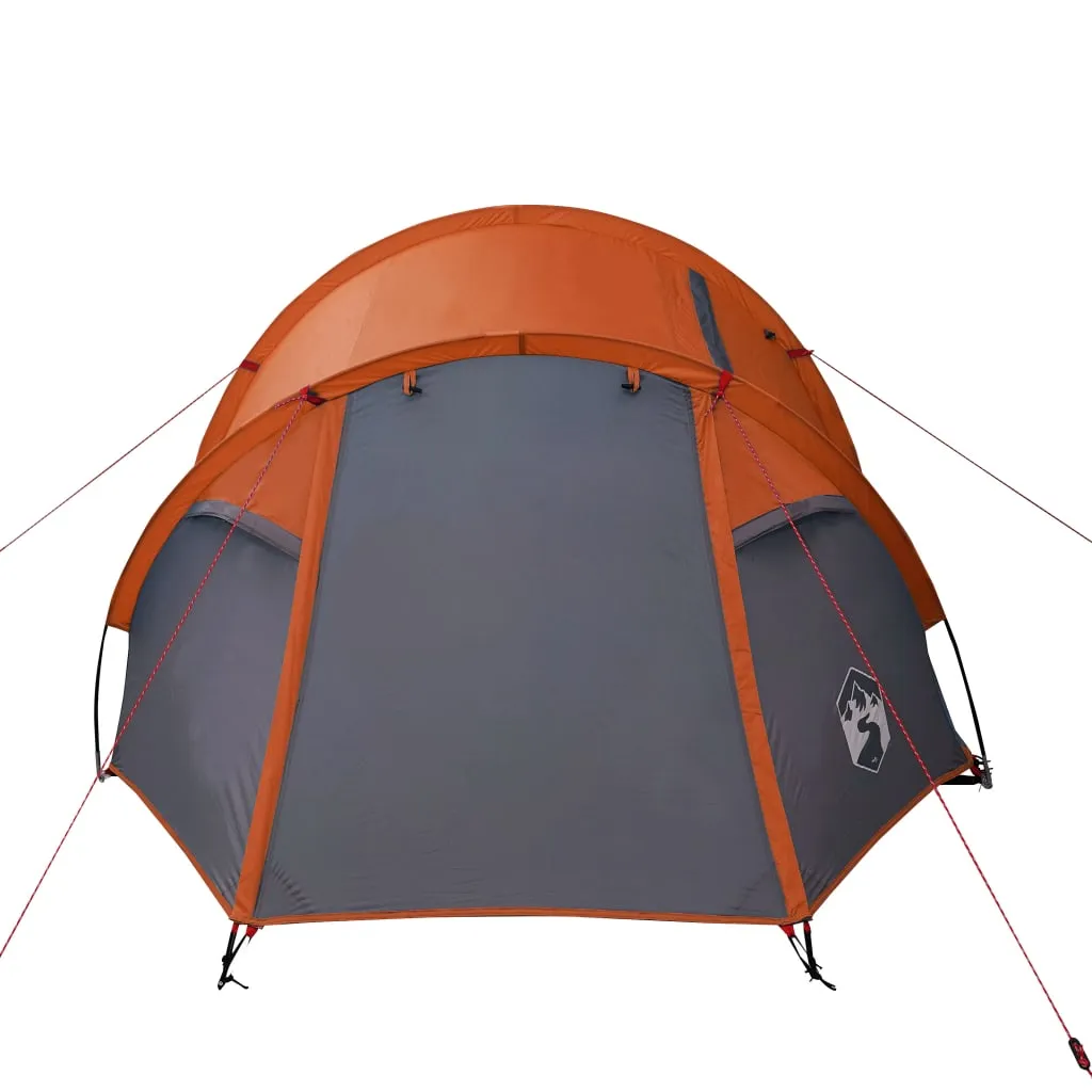 vidaXL Camping Tent Tunnel 3-Person Grey and Orange Waterproof