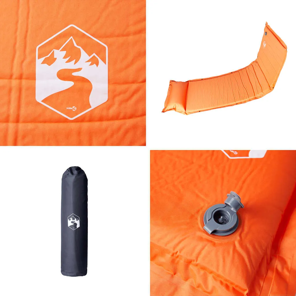 vidaXL Self Inflating Camping Mattress with Pillow 1-Person Orange