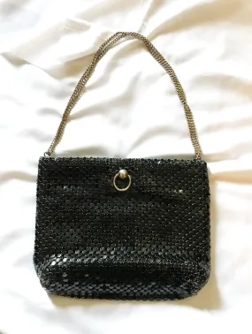 Vintage Black Metal Mesh Evening Bag