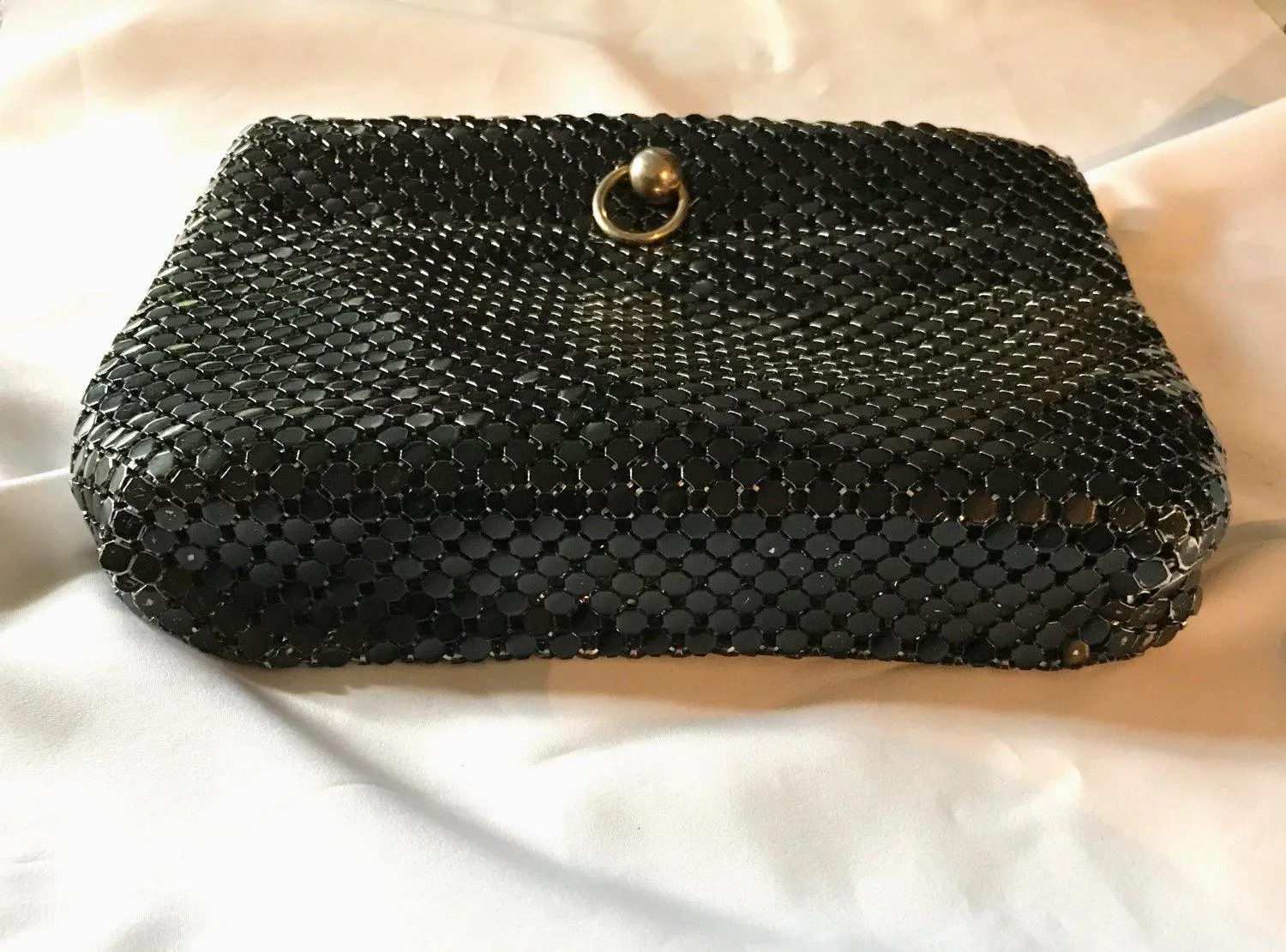 Vintage Black Metal Mesh Evening Bag