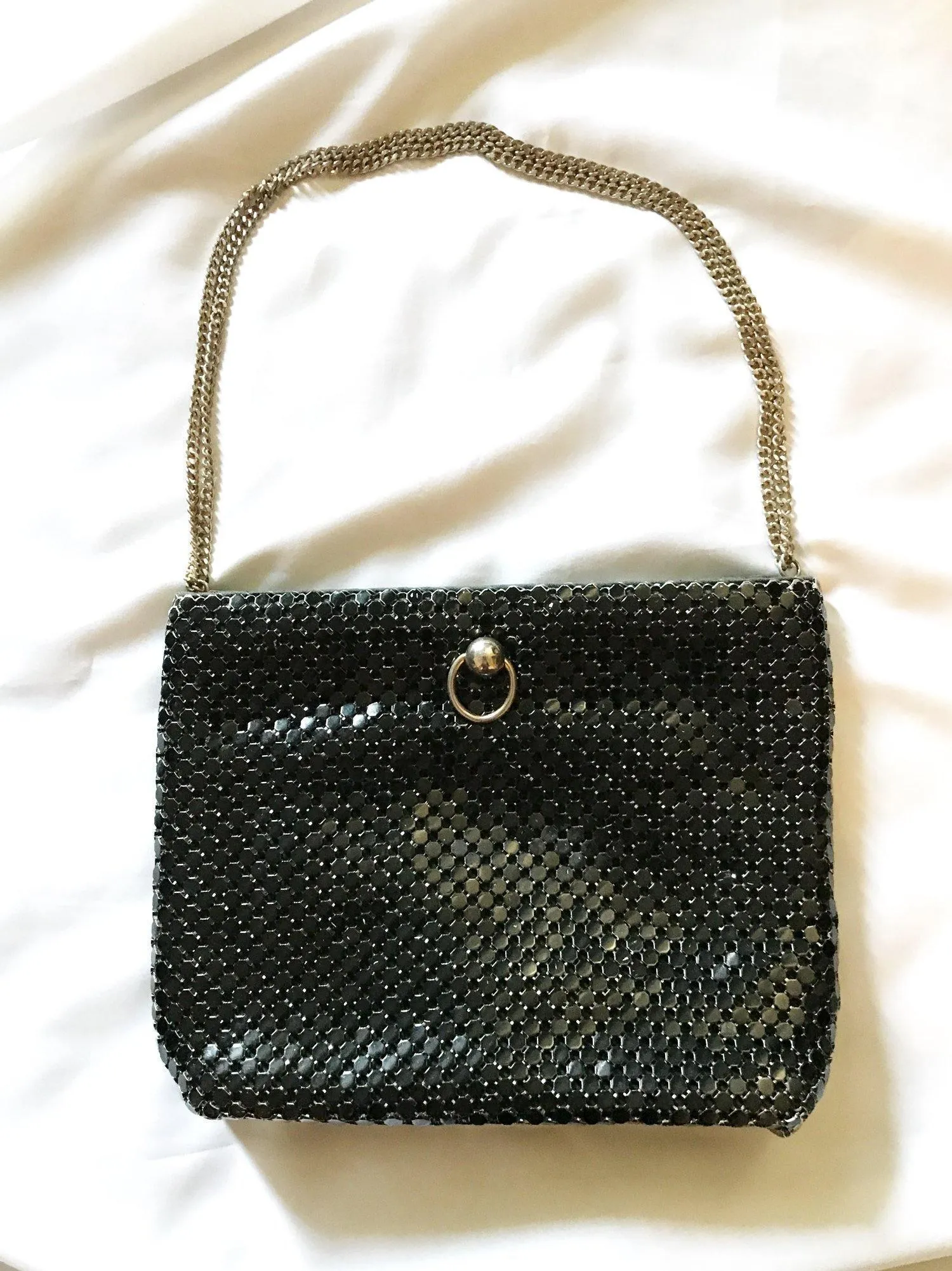 Vintage Black Metal Mesh Evening Bag