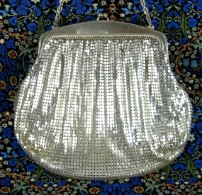 Whiting Davis Silver Mesh Purse Handbag 1940s Art Deco Evening Bag Elegant