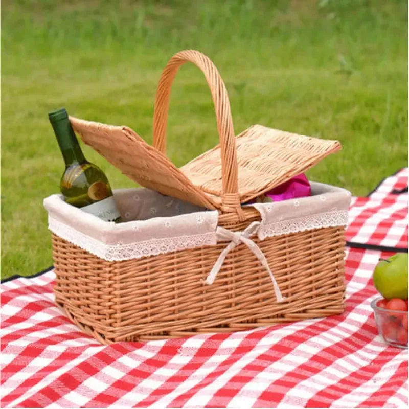 Wicker picnic basket and camping