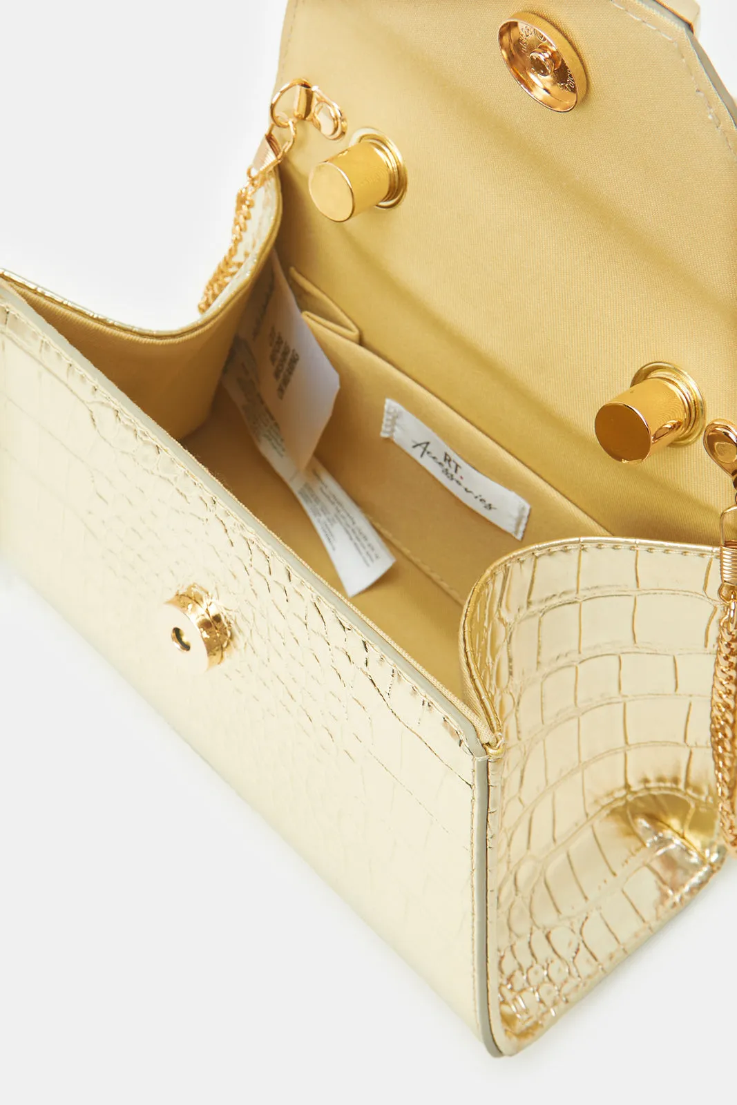 Women Gold Texture Evening Bag