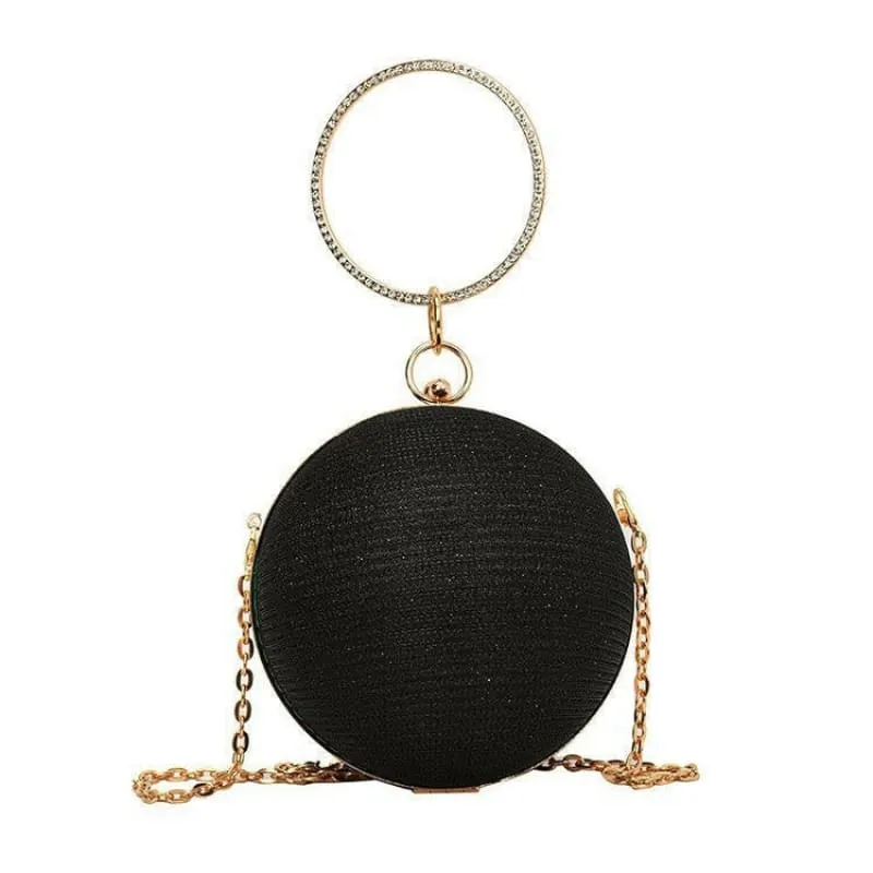 Womens Spherical Evening Bag with Diamond Studs for Stylish Events